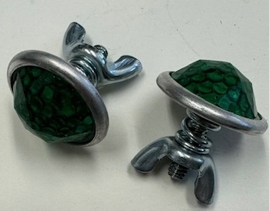 Picture of A13410 ~ Reflector License Bolts and Wing Nut Pair Green