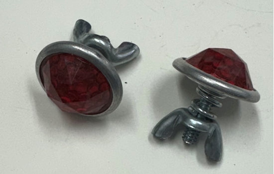 Picture of A13411 ~ Reflector License Bolts and Wing Nut Pair Red